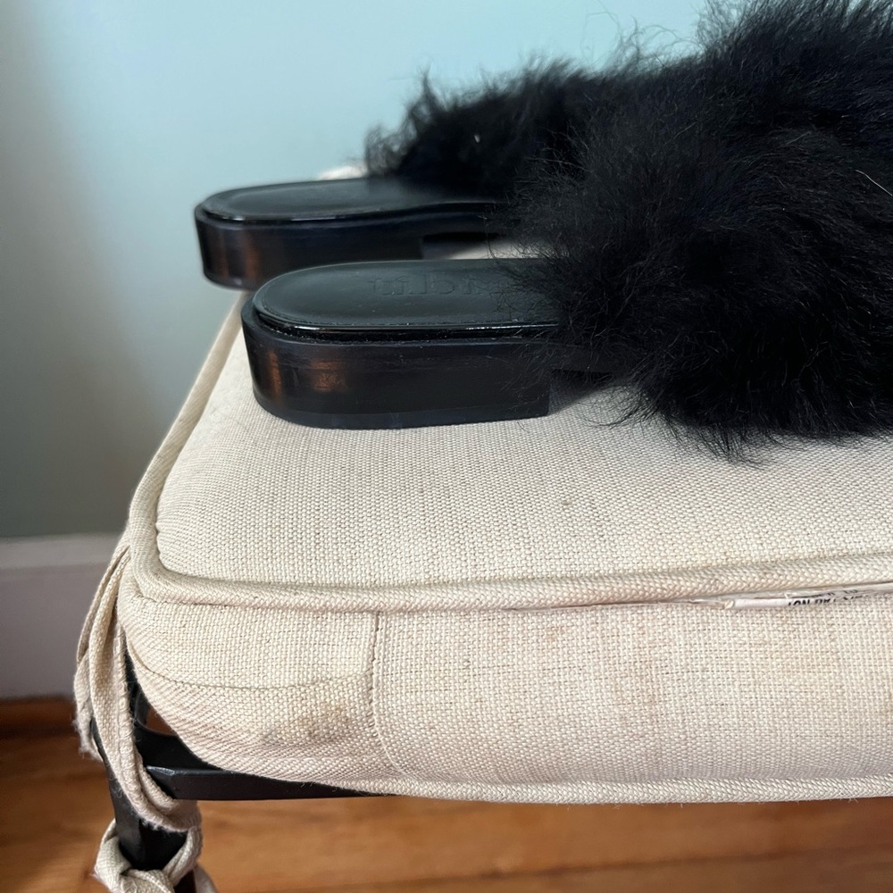 Tibi Black Furry Women's Slides. Size 39 - Picture 4 of 6
